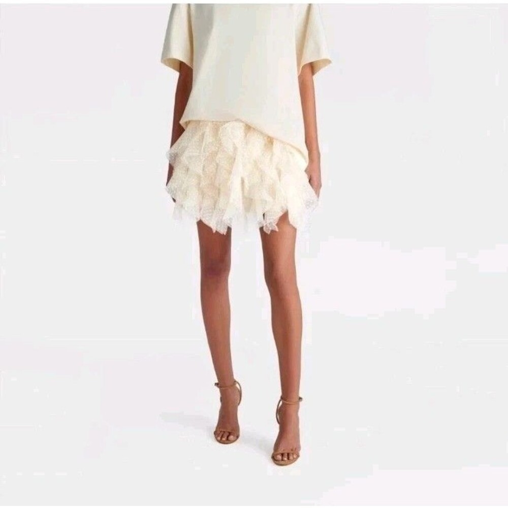 KBB by KAHLANA Women's 'The Ruffle Mini Skirt' XXL Cream NWOT